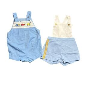 Set of two Vintage 90s Rompers one piece outfit Cars/ Nautical Size 6-9 Month